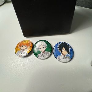 The Promised Neverland, Emma, Norman, and Ray Anime Character Pins